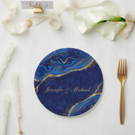 Prato De Papel Nome Personalizado Elegante de Casamento Moderno D