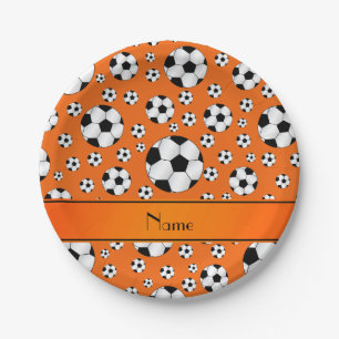 Prato De Papel Nome personalizado esferas de futebol laranja-dive