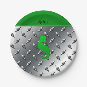 Prato De Papel Nome personalizado: gecko prateada em chapa