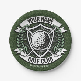 Prato De Papel Nome Personalizado Golfer Golf Club Turf Clubhouse
