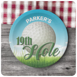 Prato De Papel NOME Personalizado Golfer Pro Ball 19th Hole