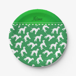 Prato De Papel Nome personalizado "green bedlington terrier dog"