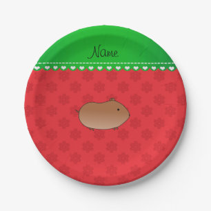 Prato De Papel Nome personalizado hamster flocos de neve vermelho