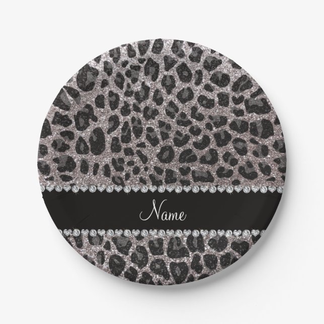 Prato De Papel Nome personalizado manchas-leopardo-da-relva (Frente)
