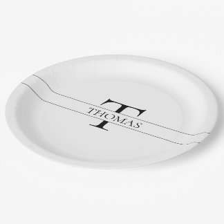 Prato De Papel Nome Personalizado Personalizado Elegante Monogram