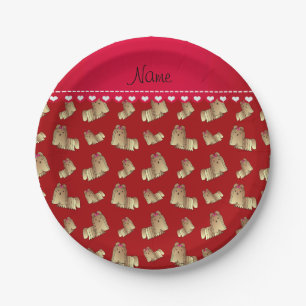 Prato De Papel Nome personalizado red shih tzu