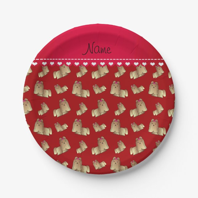 Prato De Papel Nome personalizado red shih tzu (Frente)