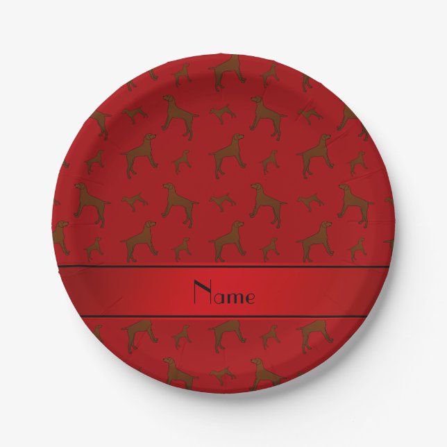 Prato De Papel Nome personalizado "Red Vizsla Cães" (Frente)