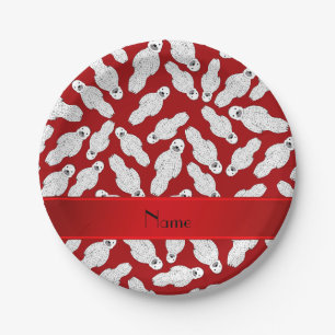 Prato De Papel Nome personalizado selo vermelho