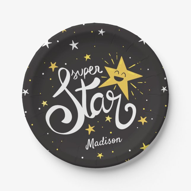 Prato De Papel Nome personalizado Superstar (Frente)