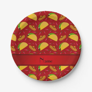 Prato De Papel Nome personalizado tacos vermelhos sombreros chili
