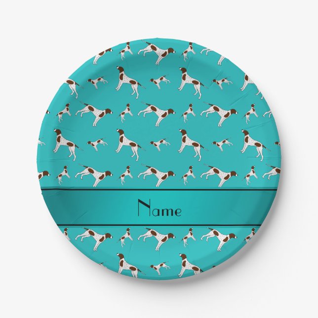 Prato De Papel Nome personalizado turquoise (Frente)