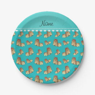 Prato De Papel Nome personalizado turquoise shih tzu