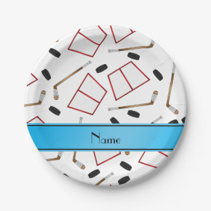 Prato De Papel Nome personalizado varetas brancas de hóquei varet