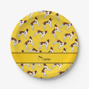 Prato De Papel Nome personalizado "yellow brittany spaniel dog"