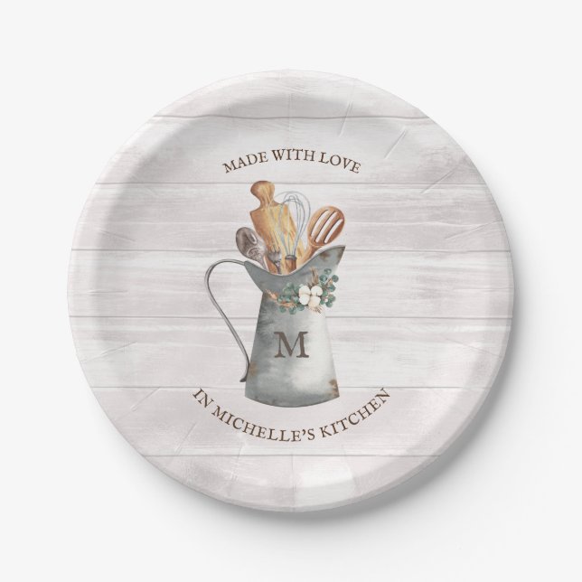 Prato De Papel Nome Rustic Farmhouse (Frente)