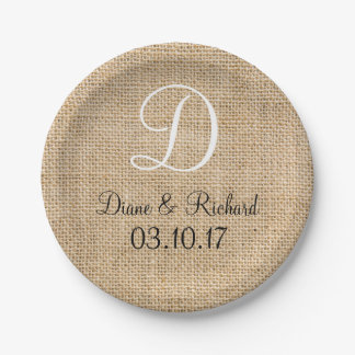 Prato De Papel Nome Rustic Wedlap Name Monograma Data