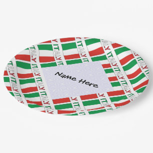 Prato De Papel Nome Tricolore Moderno Aqui Faixa Italiana Tiled