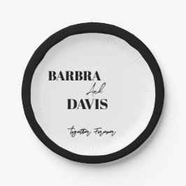 Prato De Papel Nomes negros e brancos modernos minimalistas