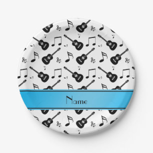 Prato De Papel Nomes personalizados: notas de música de guitarras