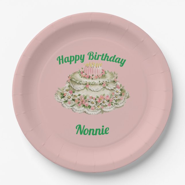 PRATO DE PAPEL NONNIE ~ VINTAGE BIRTHDAY (Frente)