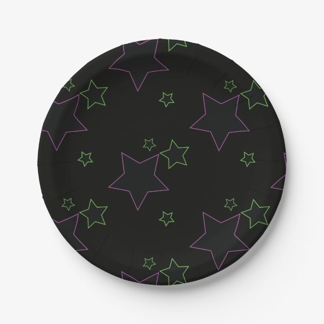 Prato De Papel Noon Glow Stars Party Placas (Frente)