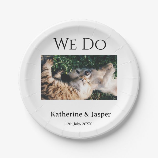 Prato De Papel Nós fazemos nome de estimação de engajamento de ca (Frente)