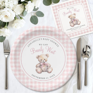 Prato De Papel Nós Mal Podemos Esperar Rosa Urso Churrasco De Beb
