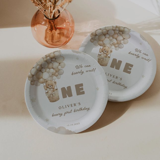 Prato De Papel Nós Podemos Esperar primeiro aniversario De Balões (Criador carregado)