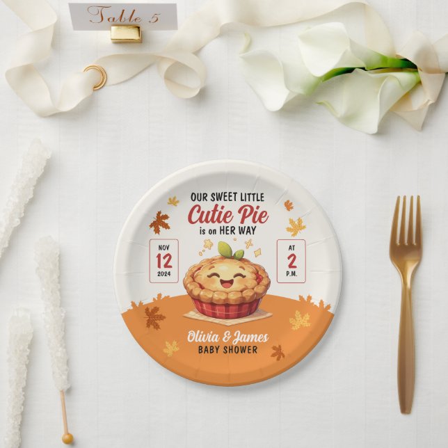 Prato De Papel Nossa Doce Pequena Torta de Abóbora Shower de Bebê (Casamento)