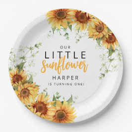 Prato De Papel Nossa Festinha de Aniversário do Pequeno Girassol