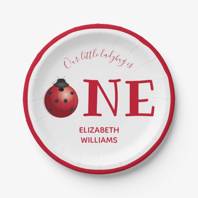 Prato De Papel Nossa Pequena Ladybug Uma Primeira Festa de aniver (Frente)