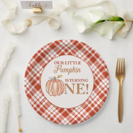 Prato De Papel Nosso pequeno primeiro aniversario floral vermelho