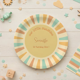 Prato De Papel nosso sol grande sol com raios de aniversário