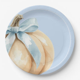 Prato De Papel Nossos Pequenos Pumpkin Caem Chá de fraldas Blue B