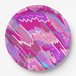 Prato De Papel Nostalgia Pop Art em Magenta