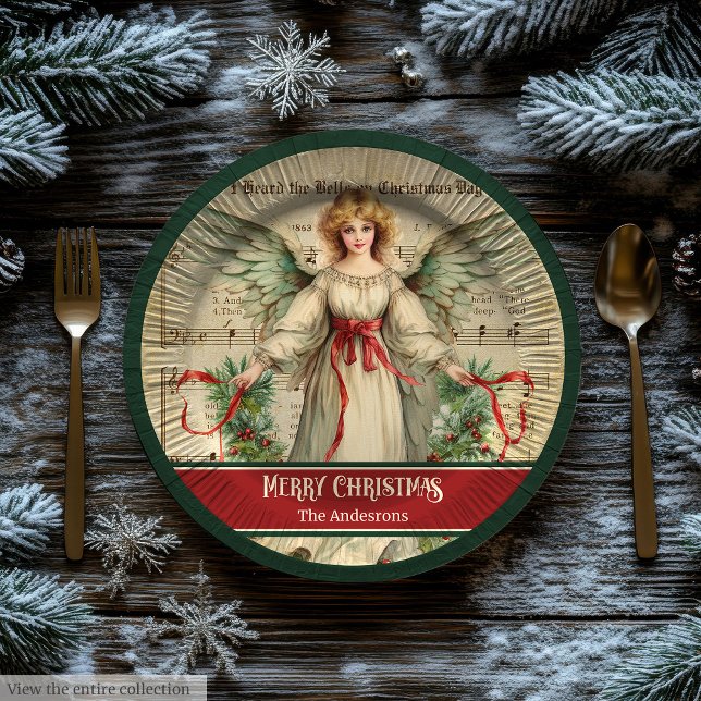 Prato De Papel Nostalgic Christmas Paper Plates Elegant Angel Art (Nostalgic Christmas Paper Plates Elegant Angel Art)