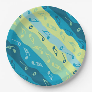 Prato De Papel Nota de Música Vermelha