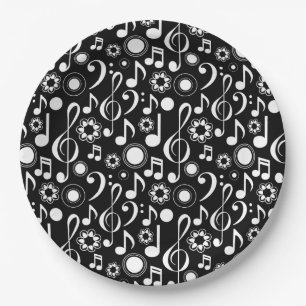 Prato De Papel Notas e Clefs da música