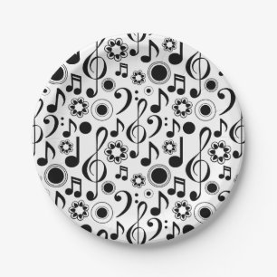 Prato De Papel Notas e Clefs de Música