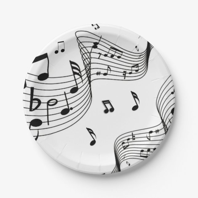 Prato De Papel Notas Musicais em Branco  (Frente)