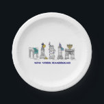 Prato De Papel Nova Iorque Landmarks Hanukkah NYC Chanukah<br><div class="desc">Apresenta uma ilustração original de caneta e tinta de vários pontos de referência "vestidos" para a temporada de férias. Perfeito para comemorações de Hanukkah.</div>