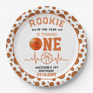 Prato De Papel Novato do Ano de Basquete de primeiro aniversario