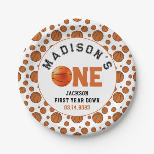 Prato De Papel Novato do Ano de Basquete de primeiro aniversario