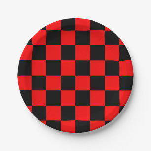 Prato De Papel Novidade do padrão da placa de verificação retr