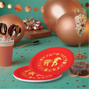 Prato De Papel Novo ano chinês Dourado 2026