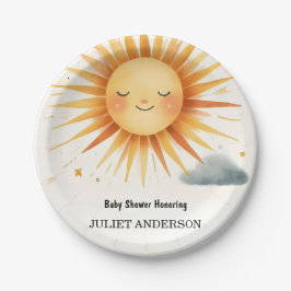 Prato De Papel Novo Chá de fraldas de Sol da Nuvem Céu Único Rosa