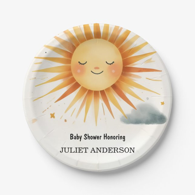 Prato De Papel Novo Chá de fraldas de Sol da Nuvem Céu Único Rosa (Frente)