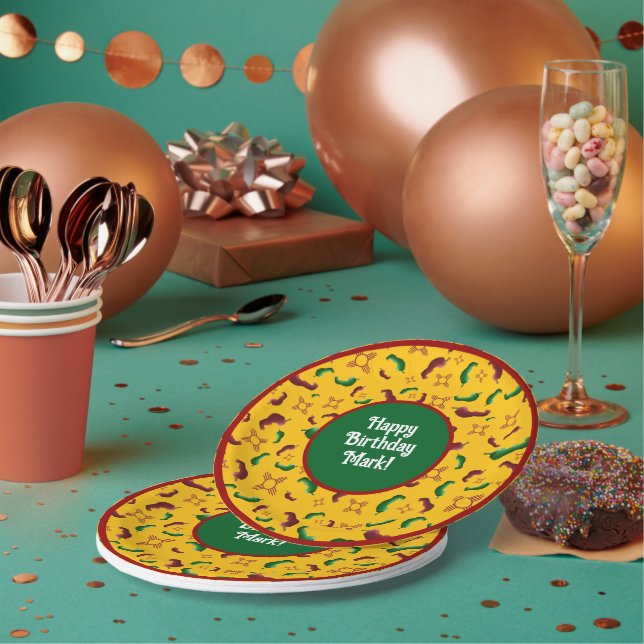 Prato De Papel Novo México Red & Green Chile Tamales Zia Nopales (Múltiplo)