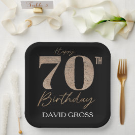 Prato De Papel Numero de 70 preto e Dourado